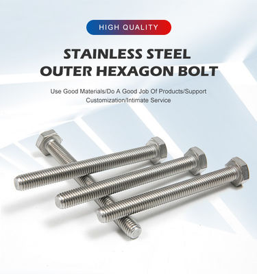 DIN933 A2-70 M3 M4 M5 M6 M8 Hex Head Bolt Полностью прокрученная нержавеющая сталь для износостойкости и коррозии