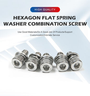 304 нержавеющая сталь скрученный шестеренковый винт с пружиной и плоской стиральной машиной 100% контроля