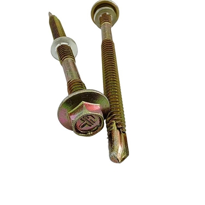 GB Pan Head 2024 Hex Fasteners Винты с резиновой стиральной машиной Жёлтые оцинкованные крышные гвоздья