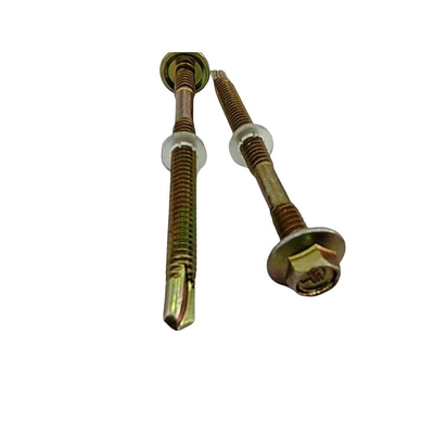 GB Pan Head 2024 Hex Fasteners Винты с резиновой стиральной машиной Жёлтые оцинкованные крышные гвоздья